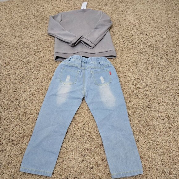 Mini Me Boutique Girls Size 4/5 Outfit, Jeans and Zip Up - Picture 6 of 11